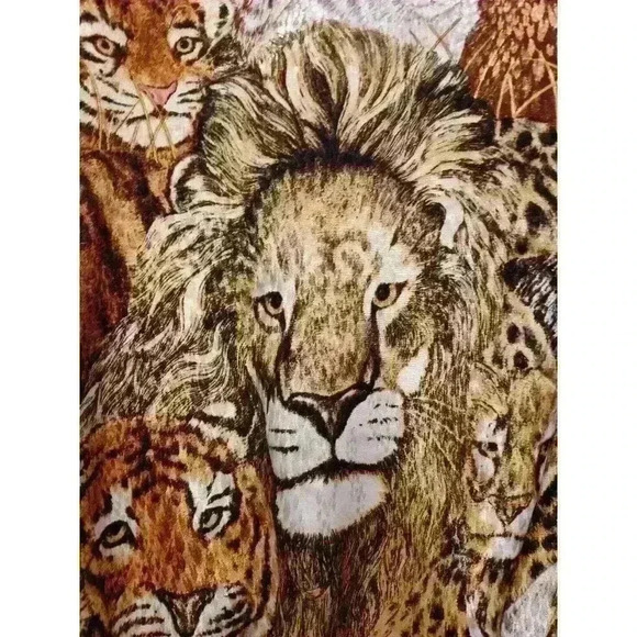 Solare Sporta Vintage 90s Big Cat Safari Jungle Print Bomber Jacket Size XLarge - Picture 8 of 11